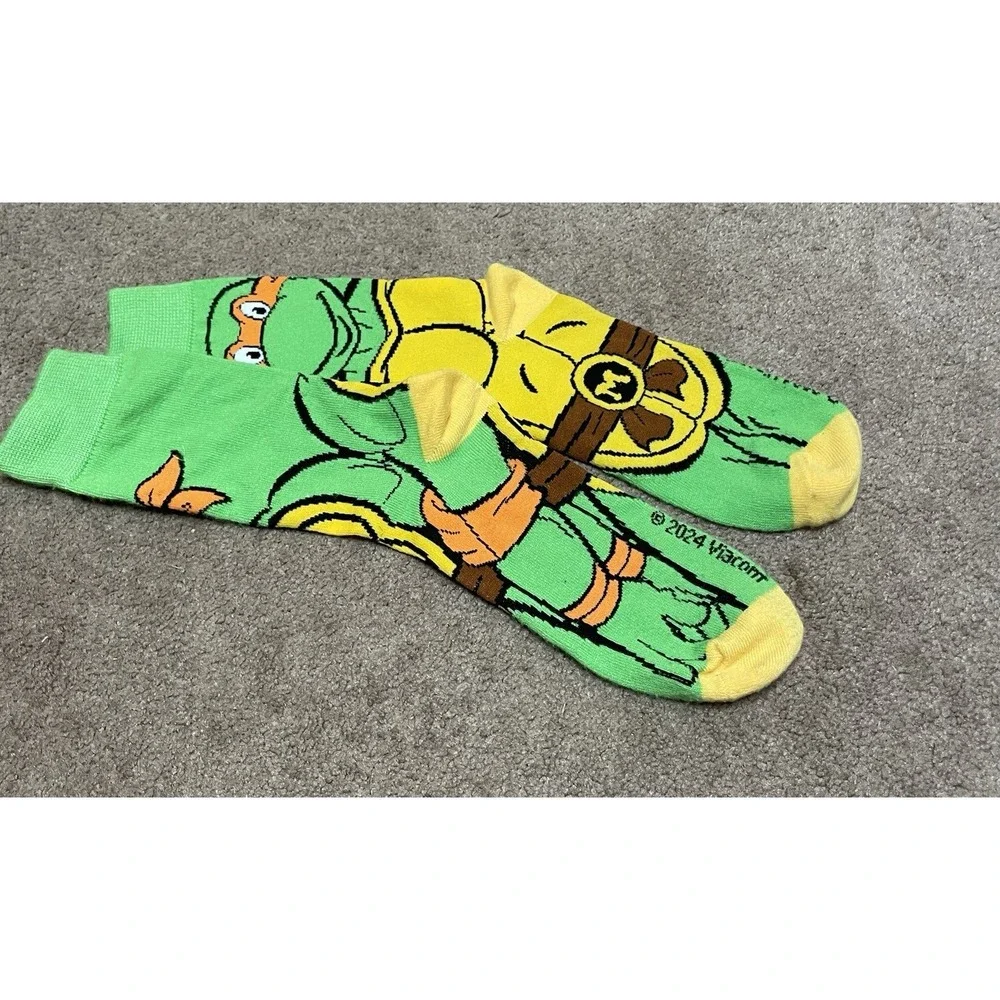 MICHELANGELO NINJA TURTLES SOCKS teenage mutant tmnt BIG LOGO ADULT‎ CREW